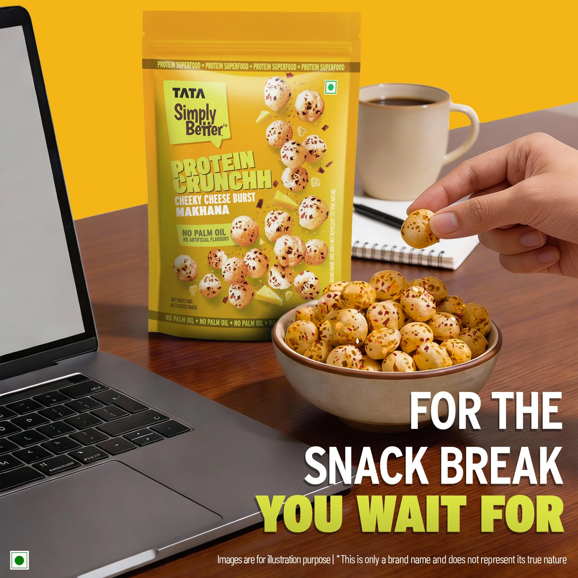 Tata Simply Better Cheeky Cheese Burst Flavoured Makhana Pack of 4 (50x 4) -200g Double Roasted for 2X Crunch, With No Palm Oil & Artificial Flavours, Dry Fruits & Nuts Based Snack, Made with Olive Oil - Image 6