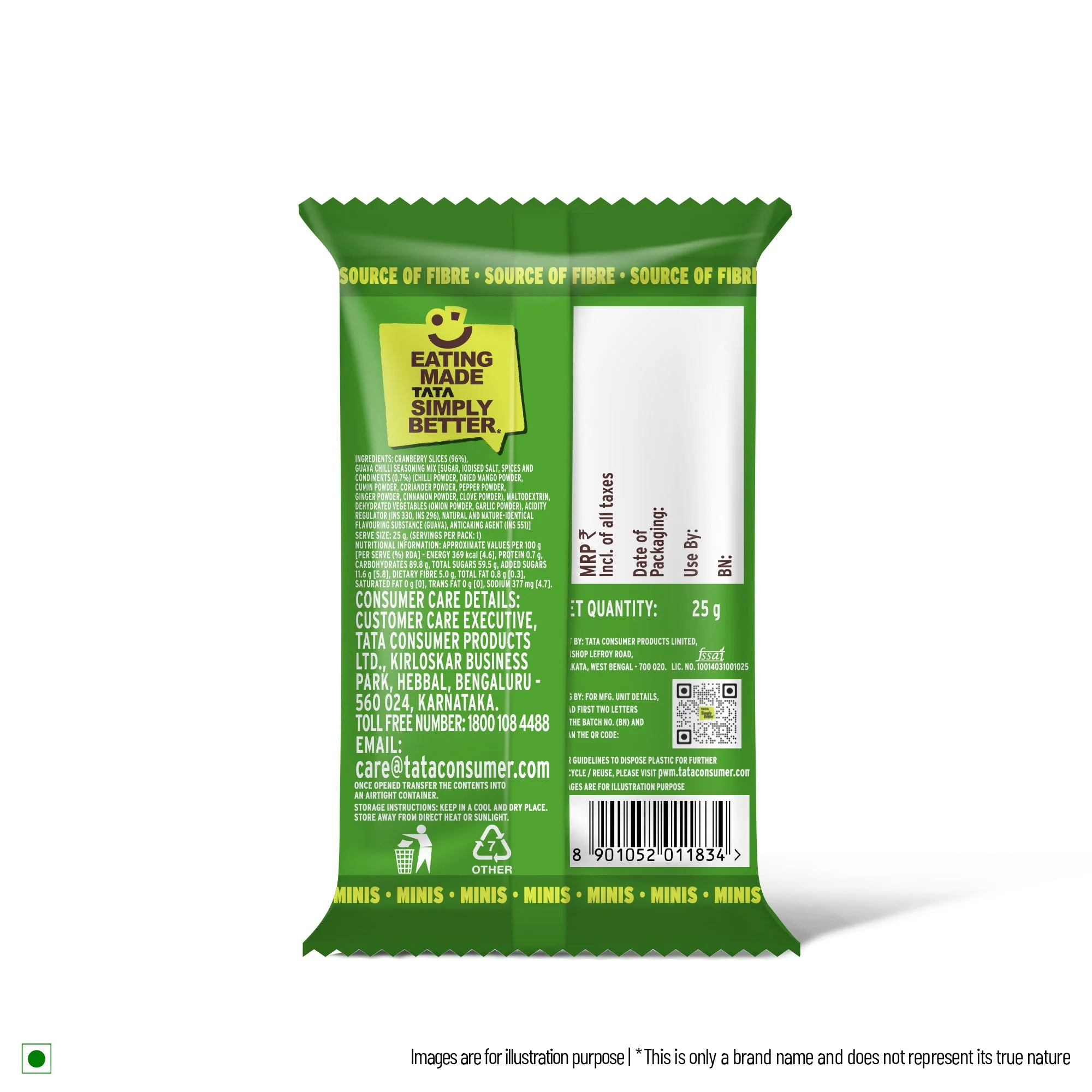 Tata Simply Better Chilli Guava Flavored Cranberry 25g x Pack of 6 - 150g - Image 3
