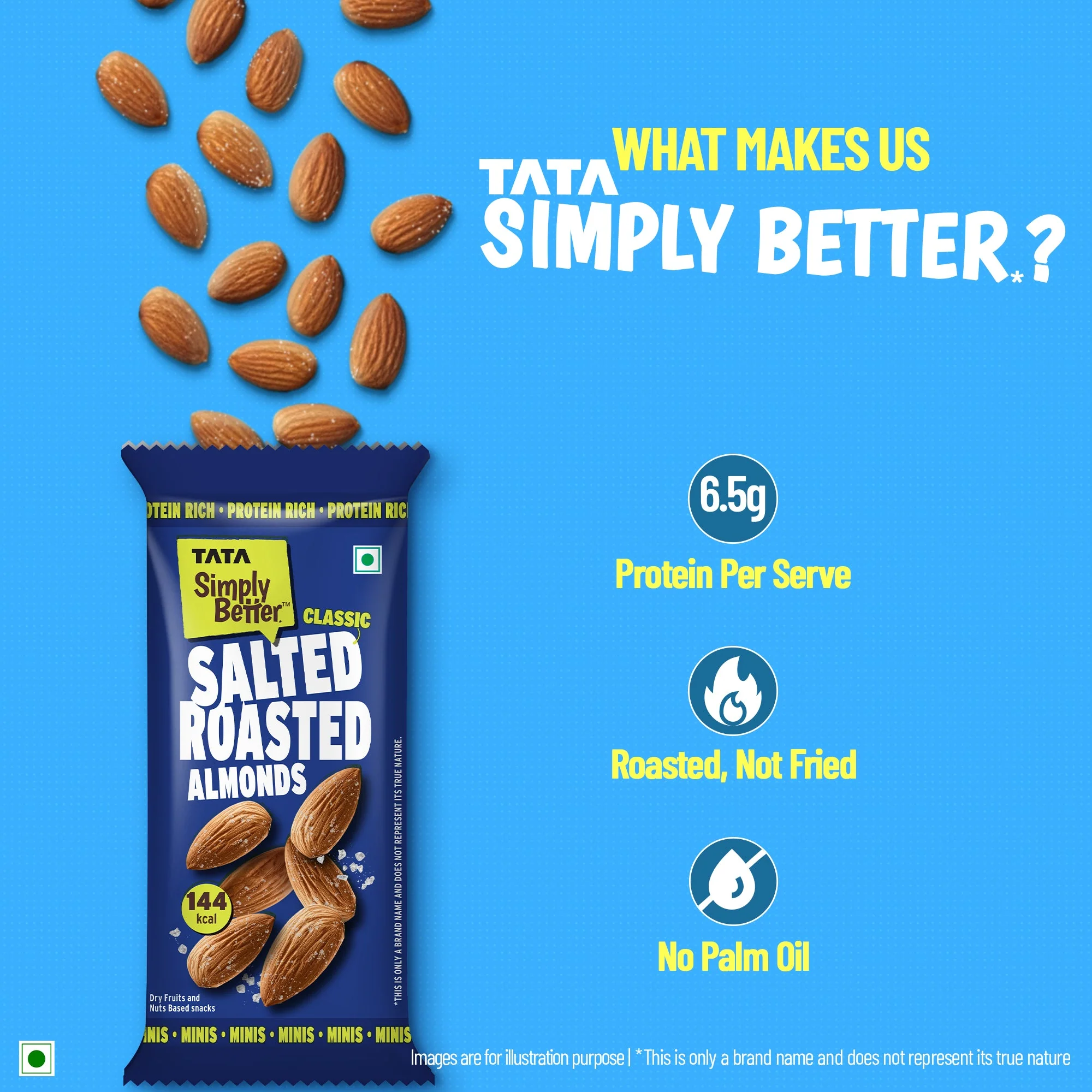 Tata Simply Better Classic Salted Roasted Almonds 23g x6 - 138g - Image 5