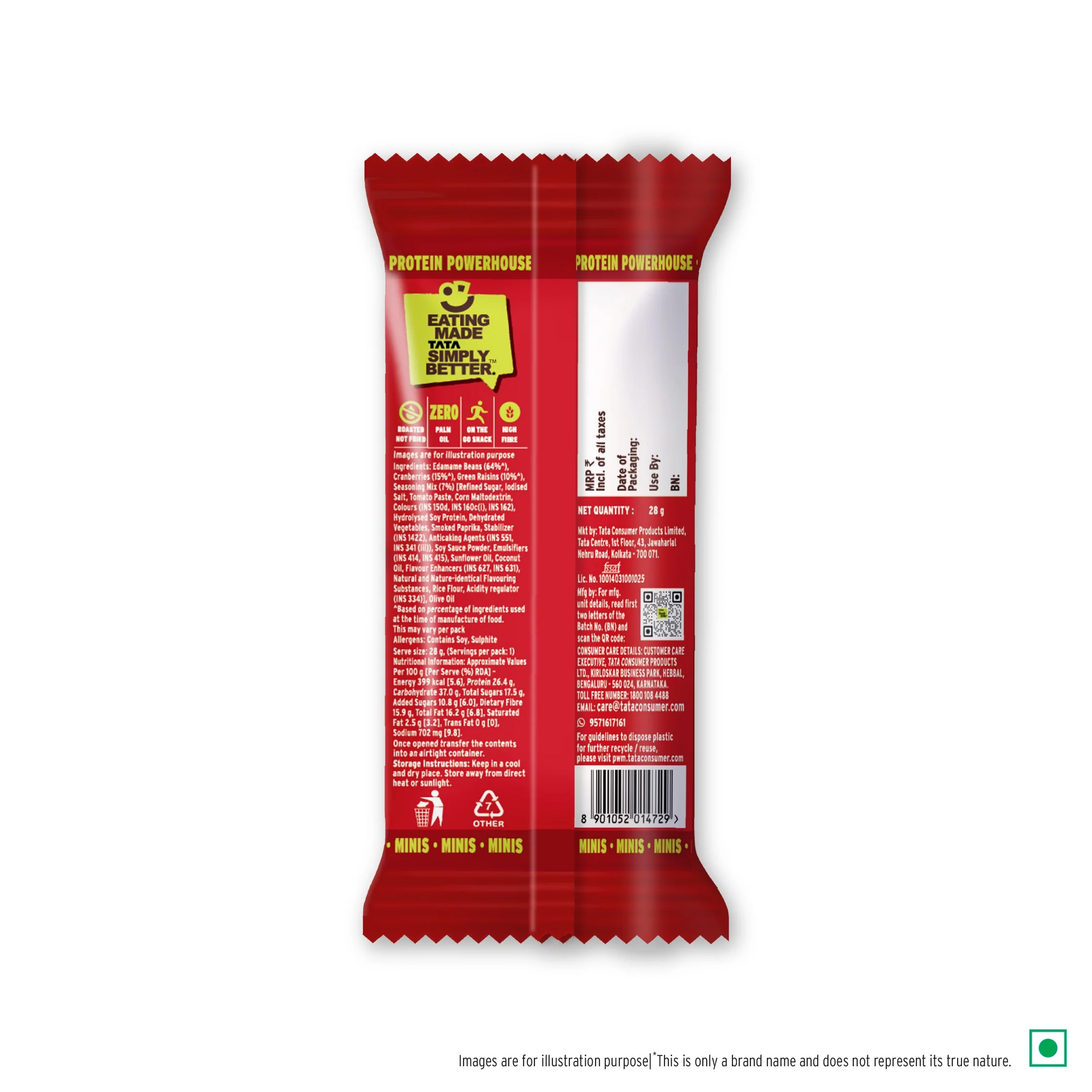 Tata Simply Better Hi-Protein Edamame Snack Korean Kimchi Style Mix, 28g - Pack of 6 - Image 3