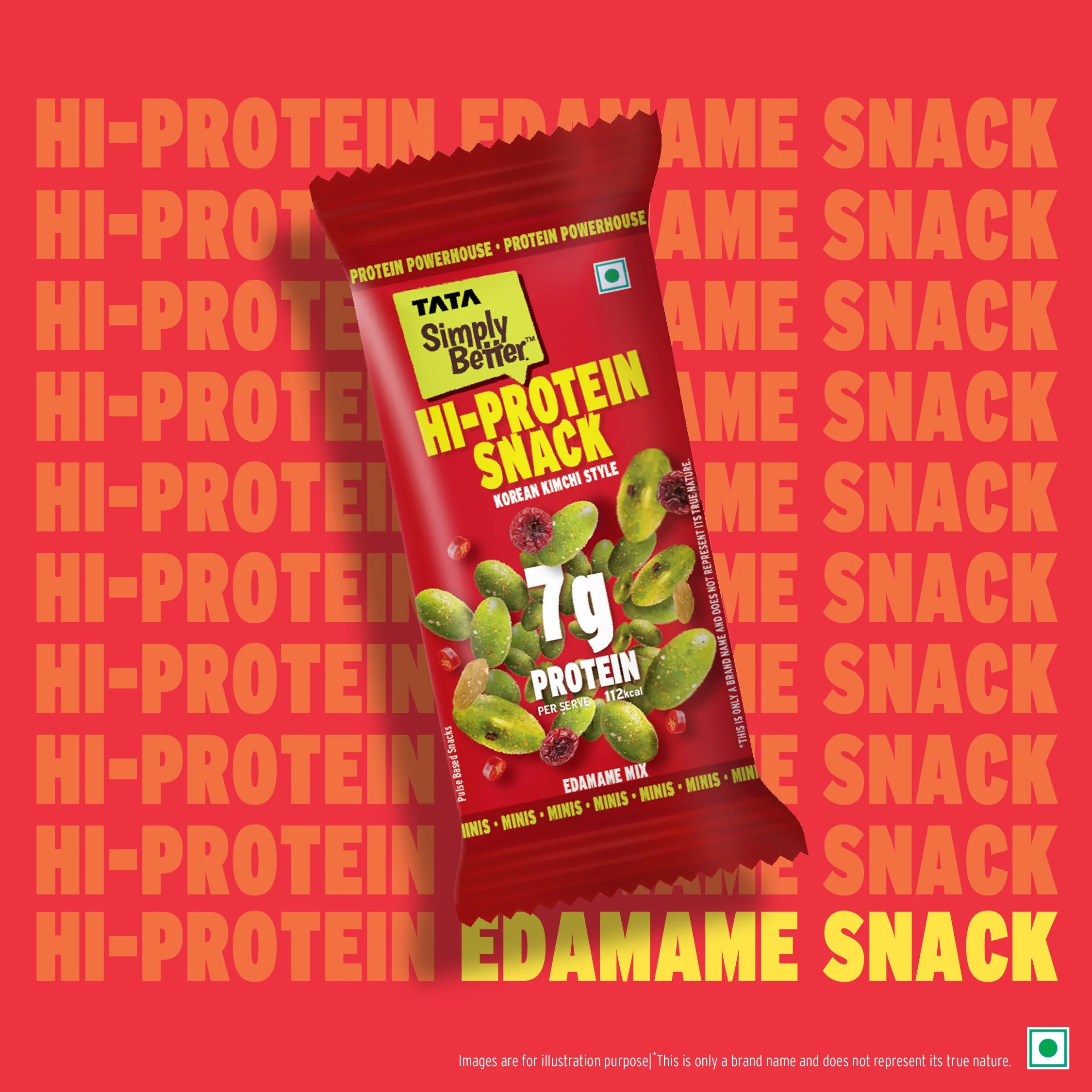 Tata Simply Better Hi-Protein Edamame Snack Korean Kimchi Style Mix, 28g - Pack of 6 - Image 4