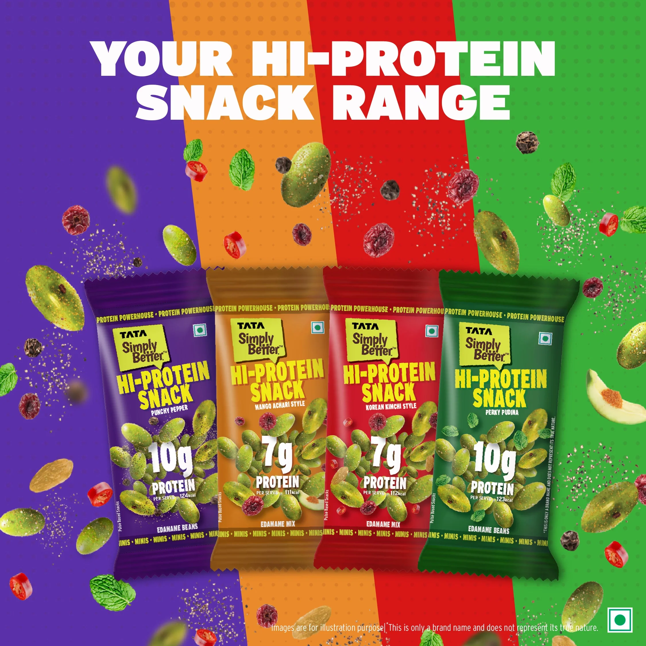Tata Simply Better Hi-Protein Edamame Snack Korean Kimchi Style Mix, 28g - Pack of 6 - Image 7