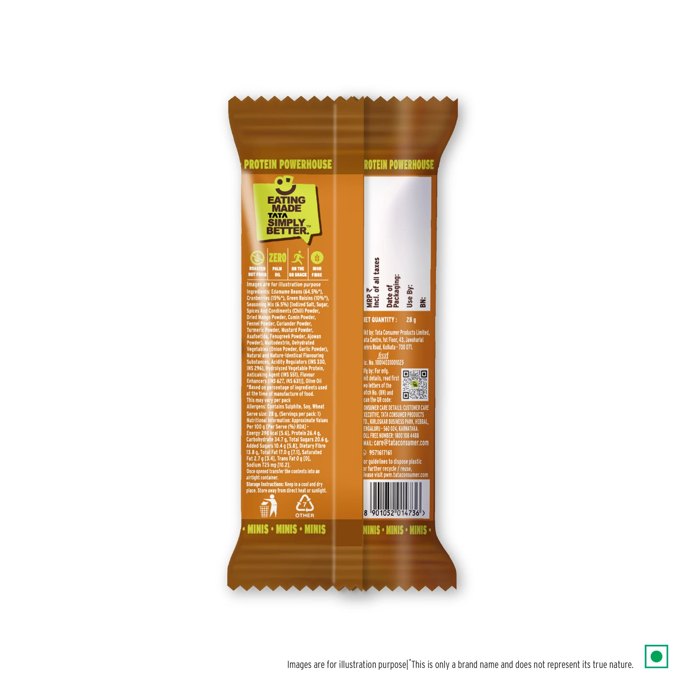 Tata Simply Better Hi-Protein Edamame Snack Mango Achari Style 28g - Pack of 6 - Image 3