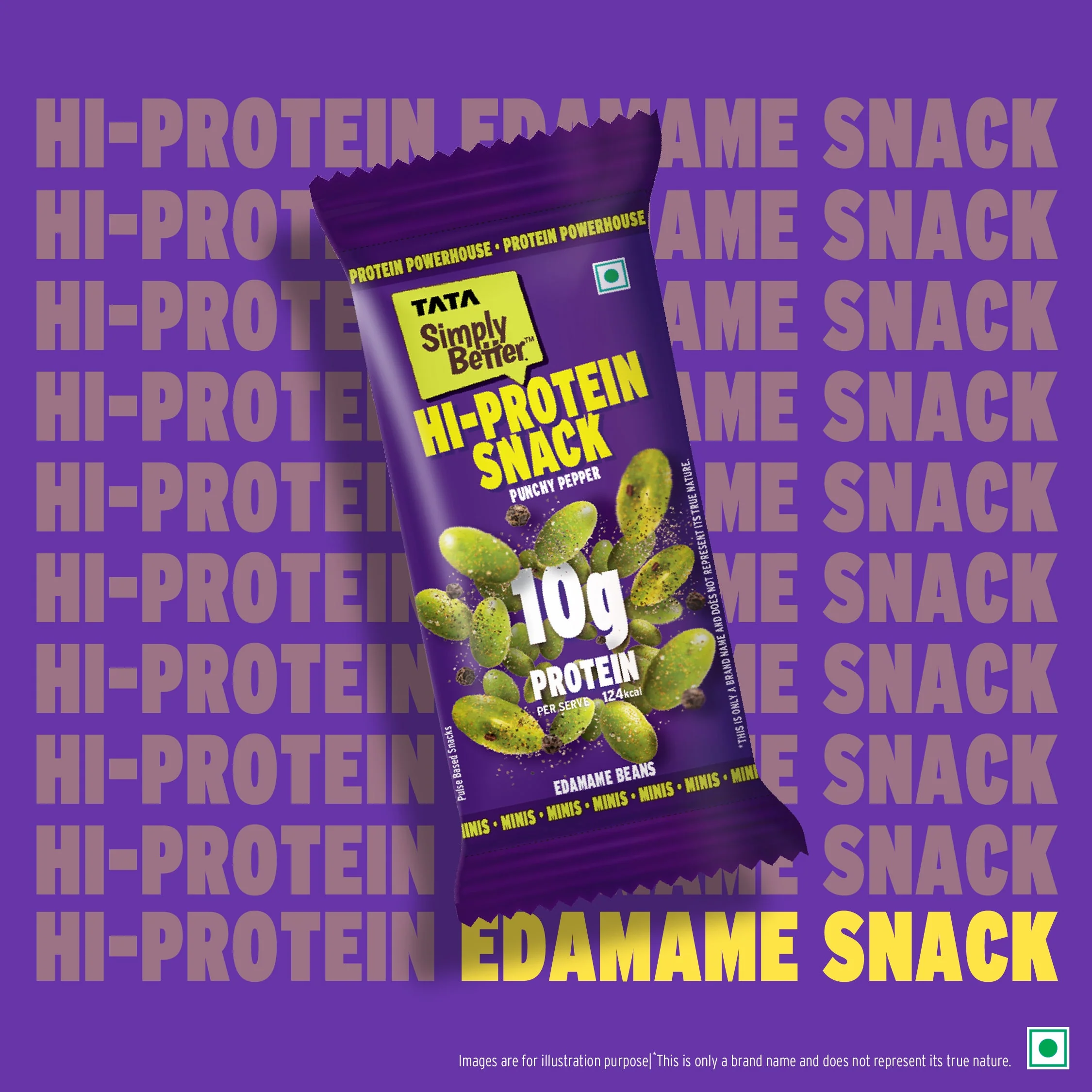Tata Simply Better Hi-Protein Edamame Snack Punchy Pepper Flavored Beans, 28g, 10g x 6 - Pack of 6 - Image 4
