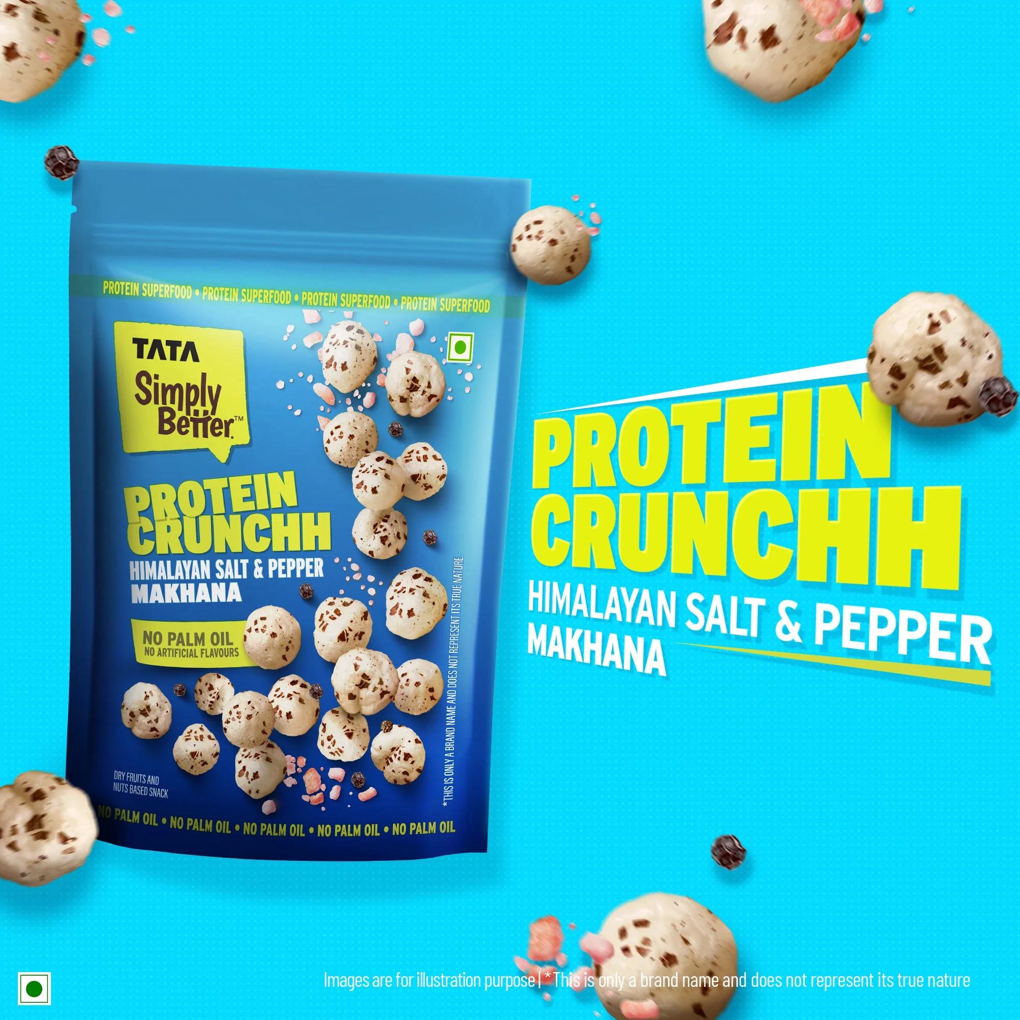 Tata Simply Better Himalayan Salt & Pepper Flavoured Makhana - Pack of 4 (50 x 4) -200g Double Roasted for 2X Crunch, With No Palm Oil & Artificial Flavours, Dry Fruits & Nuts Based Snack, Made with Olive Oil - Image 4