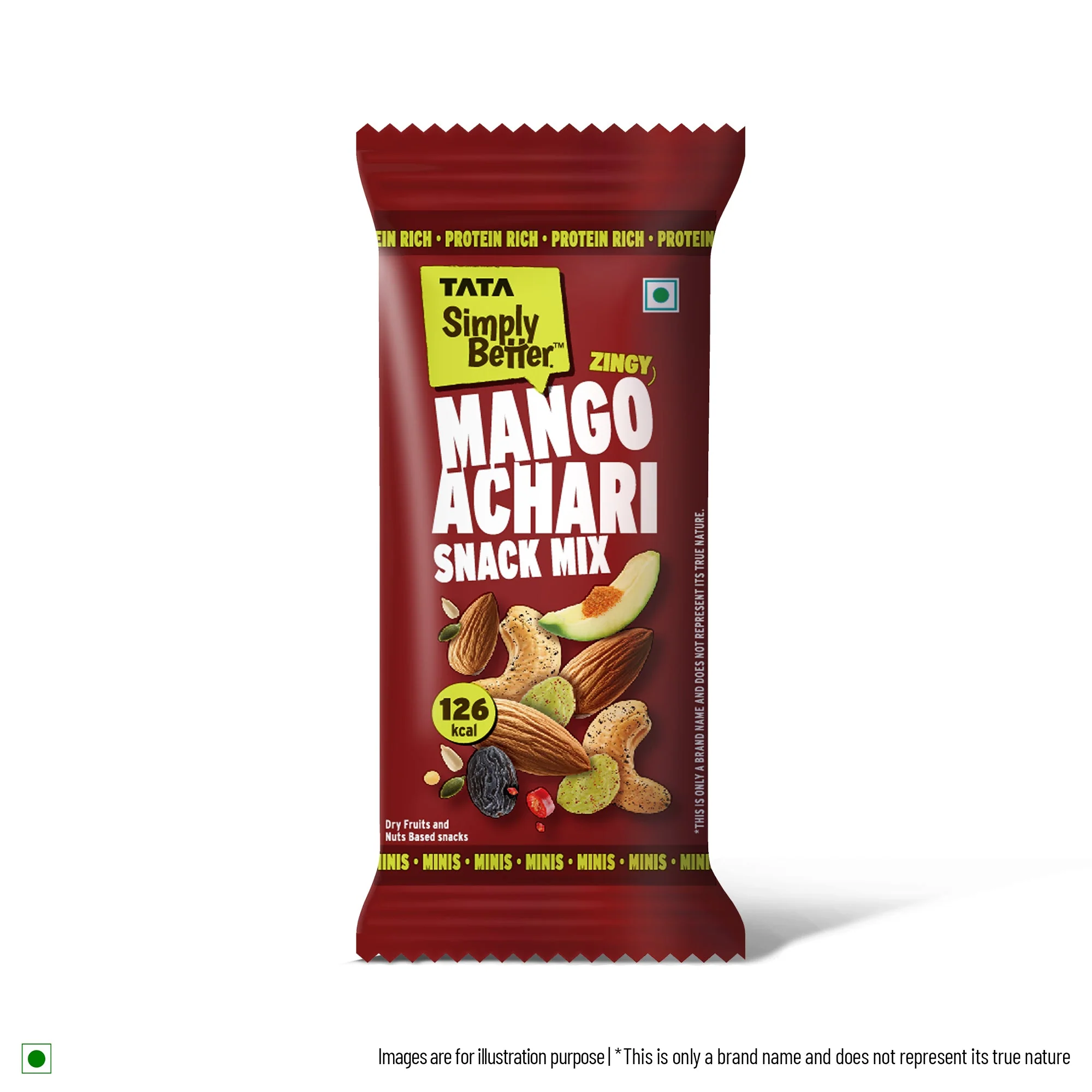 Tata Simply Better Mango Achari Flavored Snack Mix 25g x Pack of 6 - 150g - Image 3